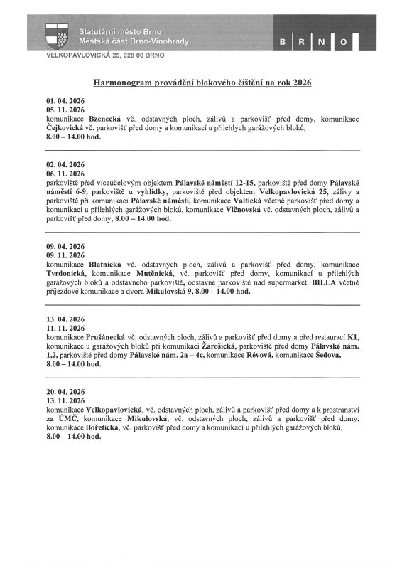 Blokové čištění na rok 2026