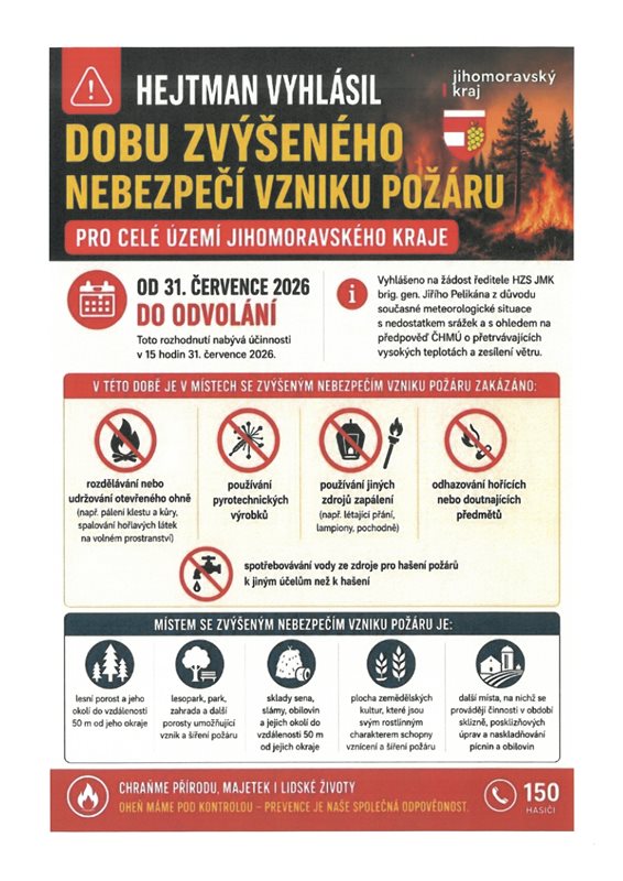 Rozhodnutí - zvýšené nebezpečí vzniku požáru