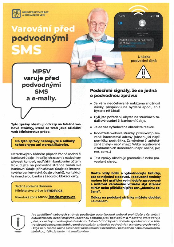 Varování na podvodné SMS a e-maily