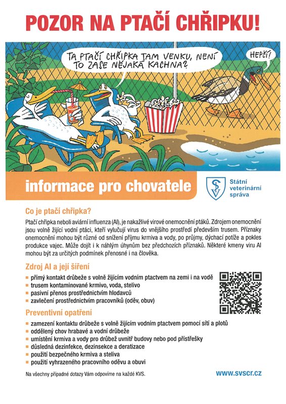 Žádost o spolupráci při surveillanci ptačí chřipky u volně žijících ptáků